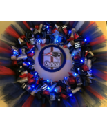 LED New England Patriots Custom Ribbon Wreath with Tulle AND LIGHTS - €64,68 EUR