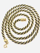Trifari TM Rope Twist Bracelet Vintage Gold Tone Black 30 Inch Classic C... - $19.94