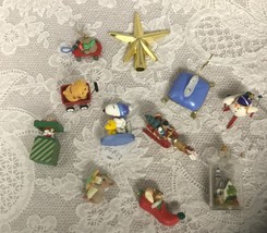 Hallmark Snoopy Glass Slipper Snowman Santa Etc Miniatures/ Ornaments Gr... - $29.65