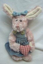 Vintage Boyds Light Pink Bunny W/ Plaid Heart 8&quot; Plush Stuffed Animal Toy 1998 - £13.70 GBP