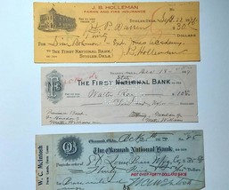 Oklahoma Bank Checks Towns of Stigler, Okemah and Idabel 1913-1921 - $46.75