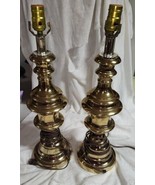 Vintage Pair of Brass Candlestick Style Table Lamps 28.5&quot; Tall Set of 2 ... - £79.82 GBP