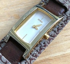 GUESS G56063L Lady Gold Tone Rectangle Bund Band Analog Quartz Watch~New Battery - £10.65 GBP