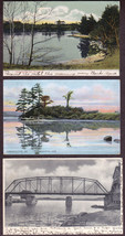 (3) Damariscotta, Maine Pre-1910 Antique Postcards - Town, Lake &amp; Bridge - £10.01 GBP