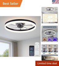 Elegant 20&#39;&#39; Low Profile Ceiling Fan with Light, 6 Speed Settings &amp; Remote - $104.99
