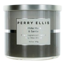 Perry Ellis 14.5 oz Soy Wax Blend 3 Wick Candle - White Musk &amp; Santal - £32.33 GBP