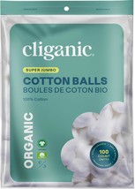 Cliganic Organic Super Jumbo Cotton Balls (100 Count) Hypoallergenic Abs... - $442.94 MXN