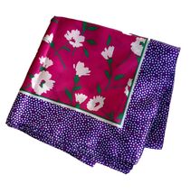 Scarf Pink Floral Purple Polka Dots 31” Square Colorful - $10.89