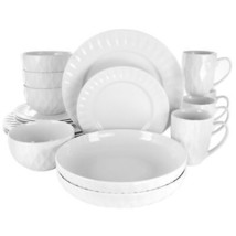 Elama Sienna 18 pc Porcelain Dinnerware Set in White - £58.21 GBP