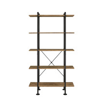 73" Brown and Black Metal Five Tier Etagere Bookcase - $7,348.66 MXN