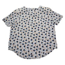 Courtney Rhodes Shirt Womens 12 White Geometric Short Sleeve Shoulder Pads Top - £18.18 GBP