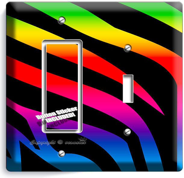 RAINBOW ZEBRA STRIPES ANIMAL PRINT LIGHT SWITCH OUTLET WALL PLATE HOME ART DECOR Item image 12
