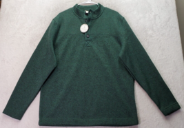 Aspen Sweater Mens XL Green Knit 100% Polyester Long Sleeve Henley Neck ... - $23.05