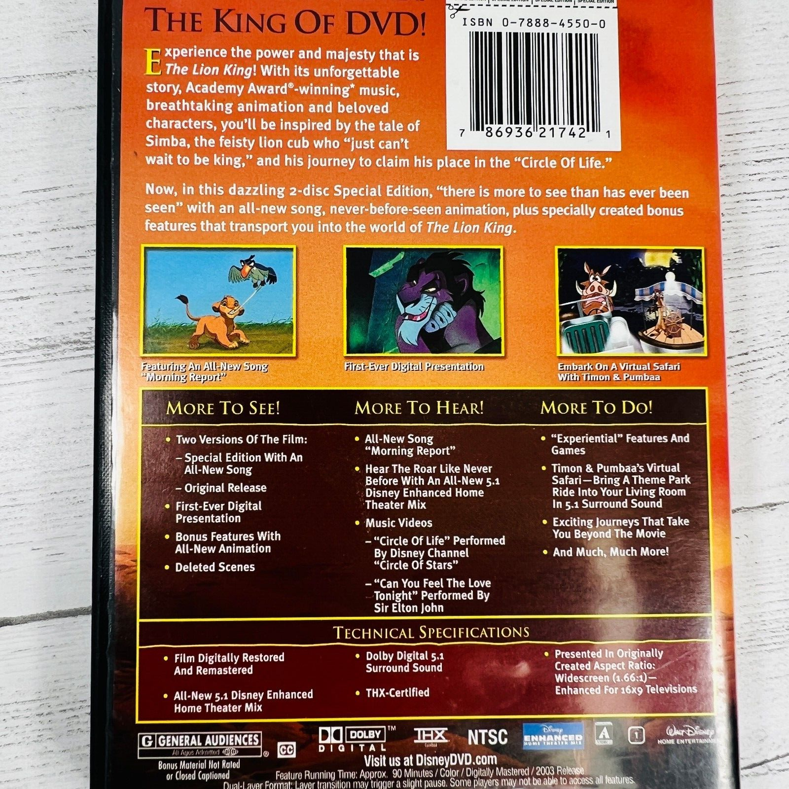 Disney The Lion King 2 Disc Special Platinum Edition DVD Bonus Game All New Song Item image 6