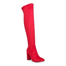 Wild Pair Women Over the Knee Sock Boots Bravy Size US 7.5M Red Microsuede - $32.67