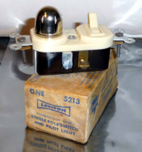 Nos, Leviton Ivory Single Pole Toggle Switch &amp; Pilot Light Socket, P/N: 5213 - £10.95 GBP