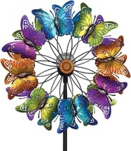 75&quot;H Solar Lighted Multicolor Metallic Butterflies Butterfly Garden Wind... - $93.94