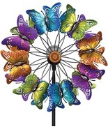 75&quot;H Solar Lighted Multicolor Metallic Butterflies Butterfly Garden Wind... - £73.92 GBP
