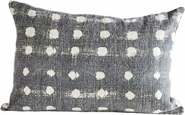 Creative Co-Op Charcoal Cotton Slub Pillow with Cream Polka Dots T4101181 - £51.59 GBP