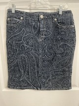 Nine West Vintage America Denim Skirt Size 29/8 Paisley Western Cowgirl ... - $17.30