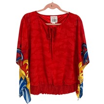 Very Vollbracht Womens Red &amp; Multicolor Kaftan Blouse M Polyester Boho C... - £22.19 GBP