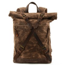 M269 New Luxury Vintage Canvas Backpacks for Men Oil Wax Canvas Leather Travel B - £119.31 GBP