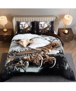 EAGLE BLACK COLOR BLANKET  WITH SHERPA VERY SOFTY THICK &amp; WARM 3 PCS KIN... - $69.29