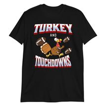 Turkey and Touchdowns Football Thanksgiving T-Shirt Black - £14.45 GBP+