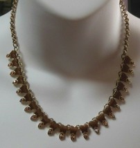 Vintage Brown Heart Shaped Thermoset &amp; AB Rhinestone Necklace - £28.13 GBP