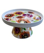 PartyLite Pedestal Jar Holder Sunflowers Bumblebees Pillar Candle Cerami... - $250.89 MXN
