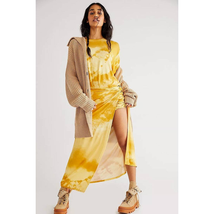 New Free People Alyssa Wrap Dress Maxi MEDIUM $128 Yellow  - £64.02 GBP