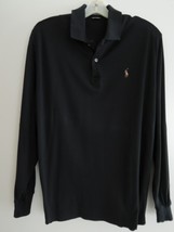 Mens Polo Shirt Size M Ralph Lauren Black Long Sleeve Pony Logo $110 Value NWT - £39.46 GBP