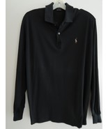 Mens Polo Shirt Size M Ralph Lauren Black Long Sleeve Pony Logo $110 Val... - £39.65 GBP