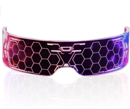 Futuristic LED Glasses Light Up Glasses Cool Neon Cyber Robot Sunglasses... - £33.22 GBP