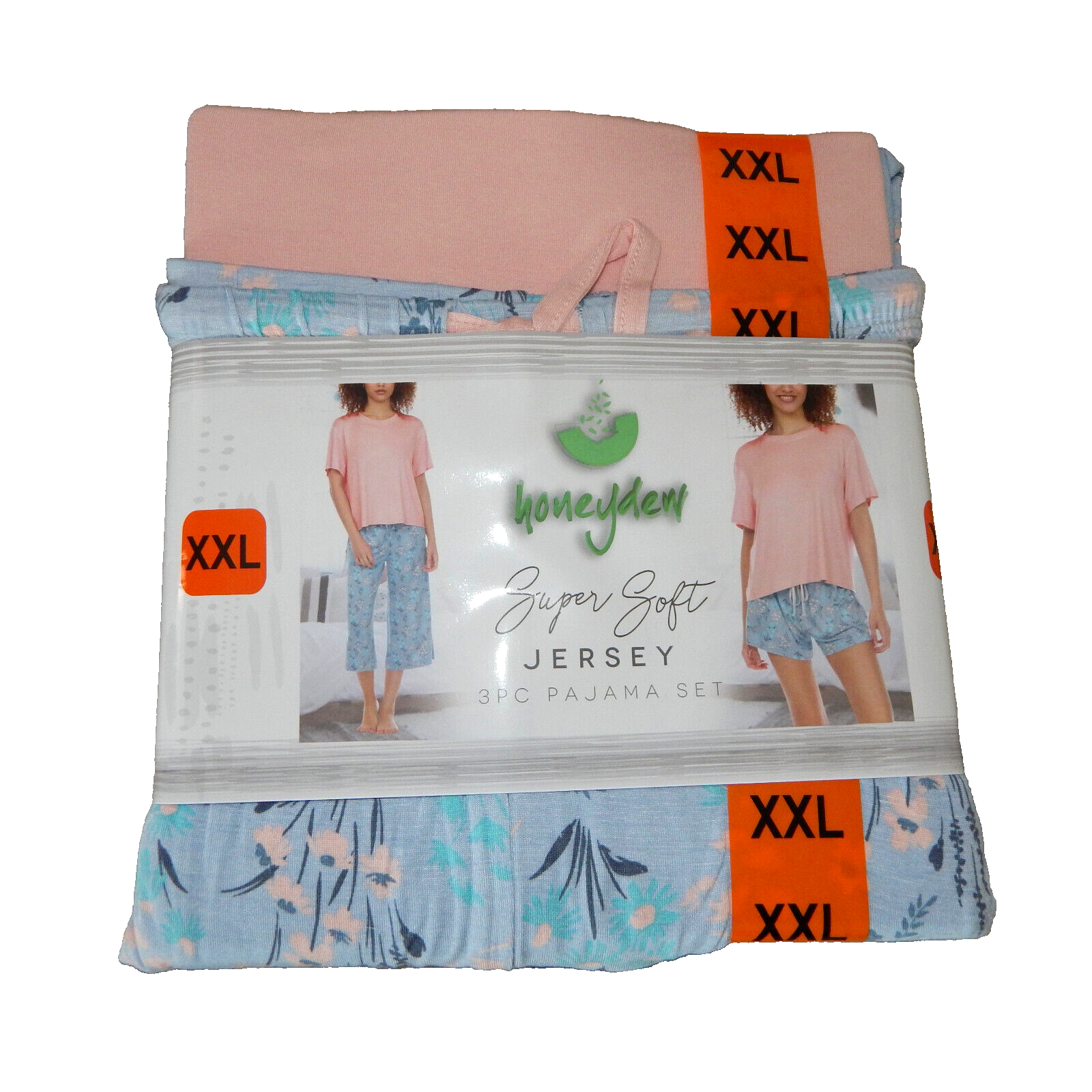 Primary image for Honeydew Plus Size XXL Blue Pink 3 Piece Sleepwear Set Pajamas Top Pants NEW NWT
