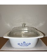 Vintage Corning Ware Dutch Oven-4 Qt-Blue Cornflower-P-34-B with Dome Gl... - $34.65