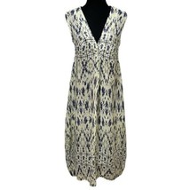 Zara Boho Ikat Retro 70s Hippie Sleeveless Ramie Long Dress Size Medium - $34.99