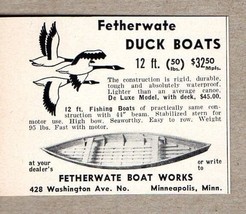 1940 Print Ad Fetherwate Duck Boats Made in Minneapolis,MN - $8.72