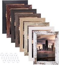 5x7 Picture Frames Set of 8 Rustic Picture Frames Multi Wood Pattern HD Plexigla - £32.35 GBP
