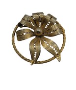 Vintage KRAMER Brushed Gold Tone Filagree Flower Brooch Pin Statement Fl... - £51.44 GBP