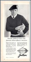 1950s Jantzen Kharafleece Sweater PRINT AD Pro Football Frank Gifford BX2 - $105.61 MXN