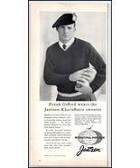 1950s Jantzen Kharafleece Sweater PRINT AD Pro Football Frank Gifford BX2 - $105.61 MXN