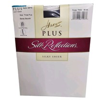 Hanes Plus Silk Reflections Silky Sheer Size Three Plus Barely Black Pan... - $15.83