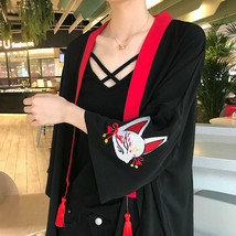 Kawaii Clothing Ropa Harajuku Kimono Haori Inari Kitsune Fox Black Jacket Japan - £28.05 GBP