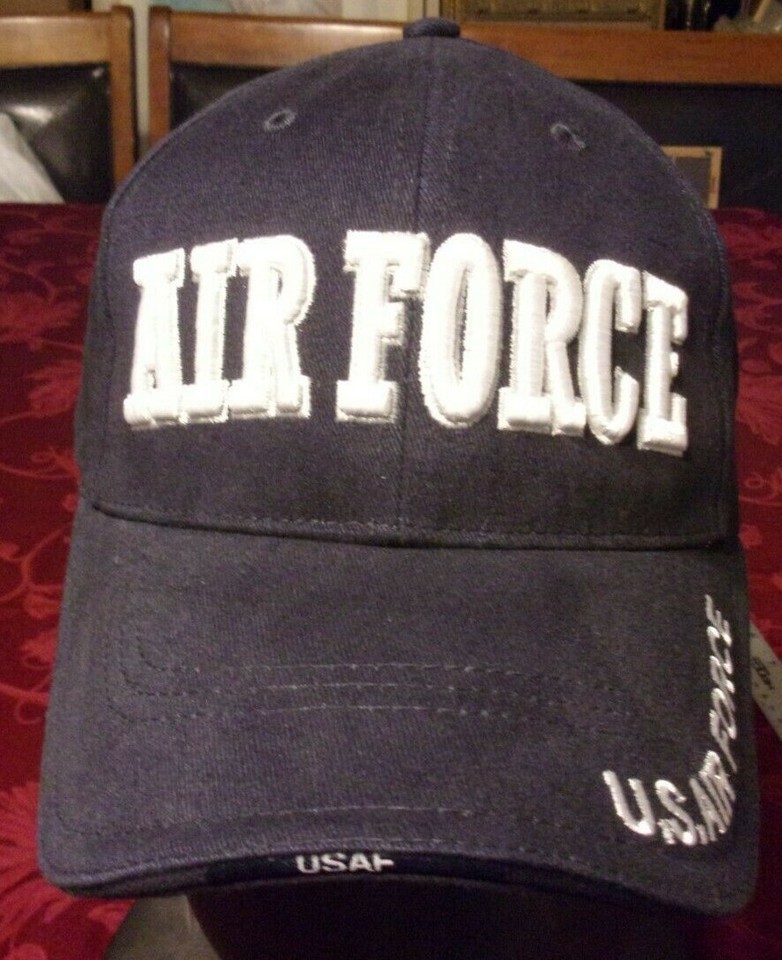 NWOT UNISEX USAF U.S. AIR FORCE ADJUSTABLE HAT IN BLACK RL 9 - $19.12