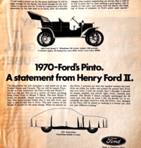 1970 Ford Pinto Advertisement Vintage Automobilia Model T 1908 Classic C... - $24.99
