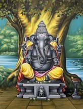 Lord Ganesha Oil Canvas Painting Original Handmade Art work Indian |36x4... - £431.76 GBP