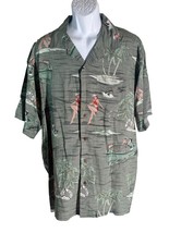 BIG DOGS MEN&#39;S FISHING CLUB BATHING BEAUTIES HAWAIIAN SHIRT GREEN XL - $24.74
