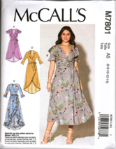 McCall's M7801 Misses 6 to 14 Wrap Dresses and Belt Sewing Pattern New - £11.66 GBP