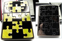 Puzzle Yellow Shell Inlay Zippo Double Sides Black 2019 MIB Rare - £76.52 GBP